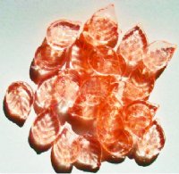 25 18x13mm Transparent Rose Pink Glass Leaf Beads